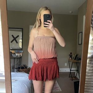 Red and tan ombré dress